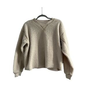 American Eagle Women's Pullover Sherpa Sweatshirt Cream Size XS